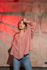 Pink dolman sleeves anti fit blouse - Sohni
