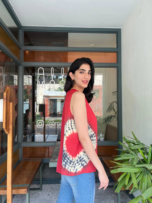 Solei red shibori modal satin top - Sohni