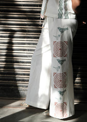 White Linen Block Print Sleeveless Co-ord Set