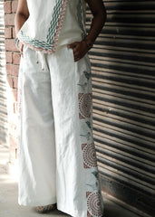 White Linen Block Print Sleeveless Co-ord Set