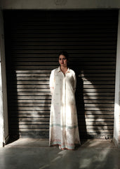 Cream Block Print Maxi Dress