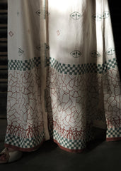 Cream Block Print Maxi Dress