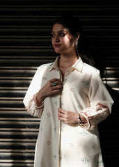 Cream Block Print Maxi Dress