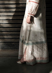 Cream Block Print Maxi Dress