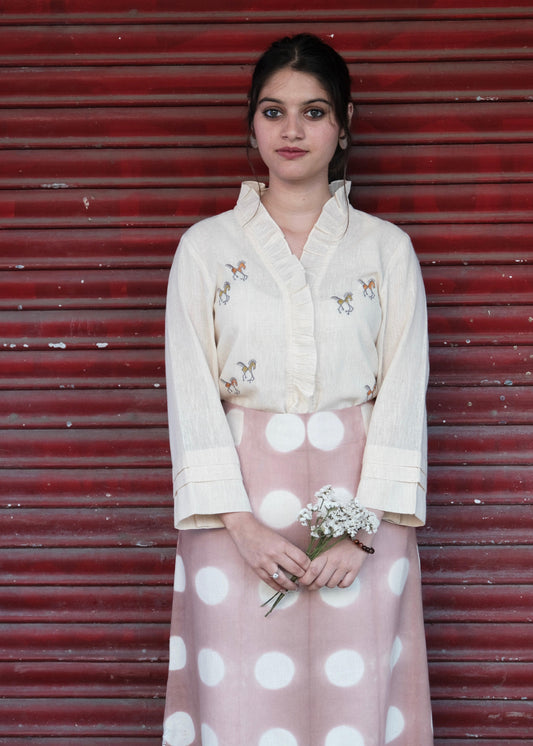 Dusty Pink Clamp Dye A-Line Skirt