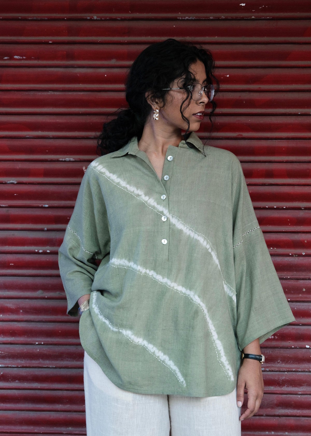 Sage Green Shibori Kala Cotton Co-ord Set