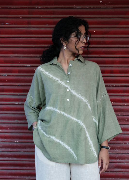 Sage Green Shibori Kala Cotton Co-ord Set