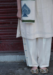 Cream Kala Cotton Lace Strap Kurta