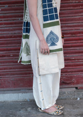 Cream Kala Cotton Lace Strap Kurta