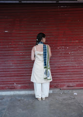 Cream Kala Cotton Lace Strap Kurta