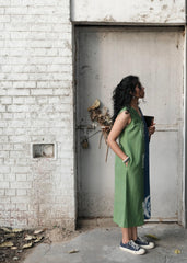 Blue Green Shibori Midi Dress