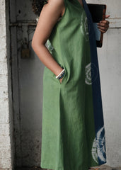 Blue Green Shibori Midi Dress