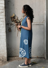 Blue Green Shibori Midi Dress