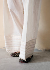 Cream (greige) cotton farshi salwar with lace detail