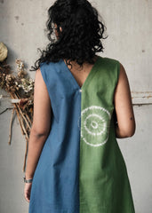 Blue Green Shibori Midi Dress
