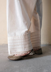 Cream (greige) cotton farshi salwar with lace detail
