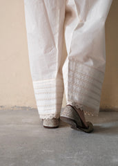 Cream (greige) cotton farshi salwar with lace detail