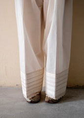 Cream (greige) cotton farshi salwar with lace detail