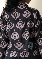 Black grey ajrakh crossover kimono top