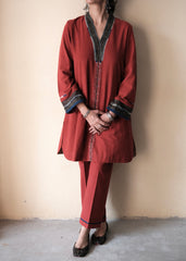 Madder red Bhuj cotton co ord set