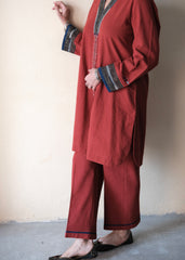 Madder red Bhuj cotton co ord set