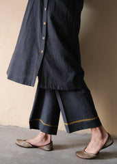 Airforce blue Bhuj cotton co ord set with ajrakh yoke and side buttons