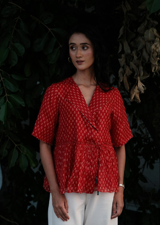 Crimson Wrap · Peplum Top