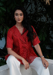 Crimson Wrap · Peplum Top