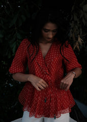 Crimson Wrap · Peplum Top