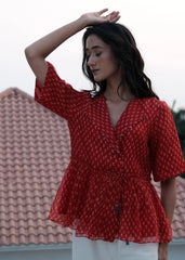 Crimson Wrap · Peplum Top