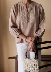Beige Dori Bloom Top · Gauze Cotton