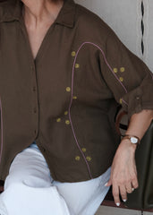 Floral Wheel Motif Top· Gauze Cotton