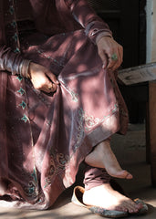 Ibtidā Hand-Embroidered Velvet Anarkali in Dusty Mauve