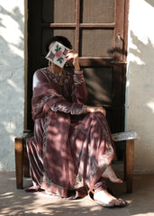 Ibtidā Hand-Embroidered Velvet Anarkali in Dusty Mauve