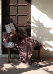 Ibtidā Hand-Embroidered Velvet Anarkali in Dusty Mauve