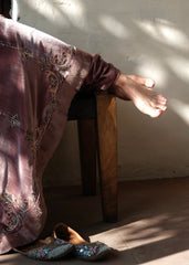 Ibtidā Hand-Embroidered Velvet Anarkali in Dusty Mauve