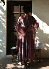 Ibtidā Hand-Embroidered Velvet Anarkali in Dusty Mauve