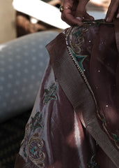 Ibtidā Hand-Embroidered Velvet Anarkali in Dusty Mauve