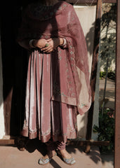 Ibtidā Hand-Embroidered Velvet Anarkali in Dusty Mauve