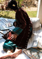 Ibtidā Marsala Brocade Mosaic Velvet Kurta set with  peacock salwar