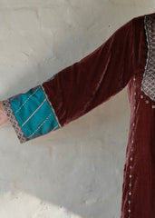 Ibtidā Marsala Brocade Mosaic Velvet Kurta set with  peacock salwar