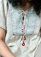 Ivory & Indigo Ajrakh Print Linen Top