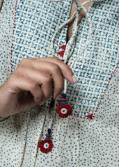 Ivory & Indigo Ajrakh Print Linen Top
