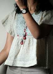 Ivory & Indigo Ajrakh Print Linen Top