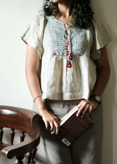 Ivory & Indigo Ajrakh Print Linen Top