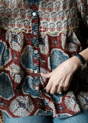 Madder & Indigo Ajrakh Print Mulmul Cotton Tiered Top
