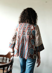 Madder & Indigo Ajrakh Print Mulmul Cotton Tiered Top