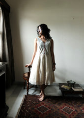 Ivory & Blue Ajrakh Print Mulmul Cotton Sundress