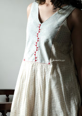 Ivory & Blue Ajrakh Print Mulmul Cotton Sundress
