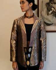 Black Brocade Jacket Crafted in rich Banarasi kadhua brocade, handwoven with intricate floral motifs